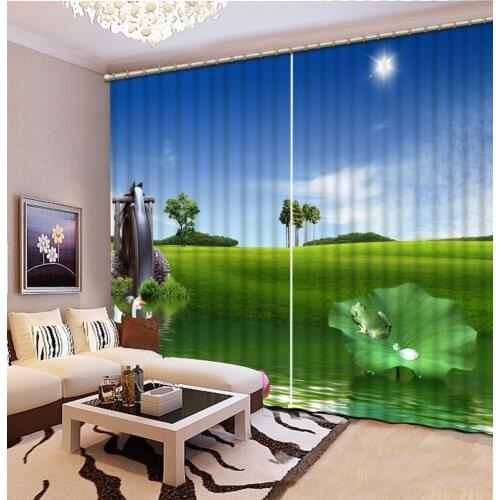 Green landscape leaf curtains 3D Blackout Curtains For Living room Bedding room Drapes Cotinas