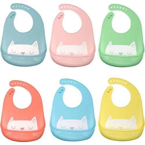 Silicone Baby Bib No-wash Roll Up Crumb Catcher Cartoon Waterproof Kids Boys Girls Feeding Supplies