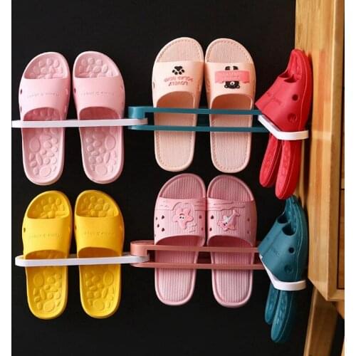 Slipper Rack Bathroom Wall-Mounted Foldable Slippers Rack Free Punch Toilet Wall-Mounted Three-In-One Shoe Rack