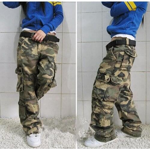 Loose Plus Size Cargo Pants Overalls Hip Hop Women Cotton Trousers Hiphop Womens Baggy Casual Pants Mens Bottoms Camouflage