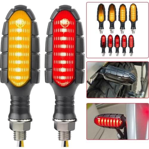 Universal Motorcycle LED Turn Signal Indicator Light amber Red Flowing Water Blinker Day Running light For Honda for Yamaha 12V