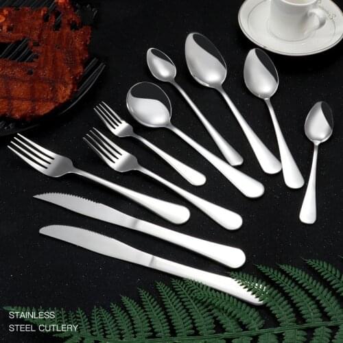 Forks Spoons Knives Tableware Steel Cutlery Set Stainless Steel Silverware Western Dinnerware Set Kitchen Spoon Knife Fork Set