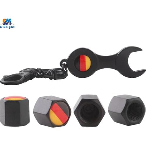 YMEBBRIGHT 4PCS Titanium alloy Automobile Valve Cap Covered With Keychain Wheels Tire Anti-theft Decorate Wheel Car Accessories