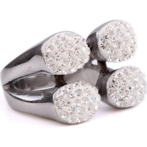 Four Crystal Claw Jewelry NIBA Band Stainless Steel Crystal Rings For women