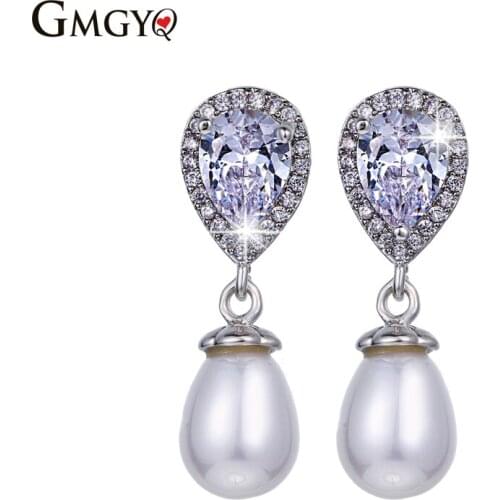 GMGYQ Luxe Elegante Water Drop Bridal Parel Oorbellen Voor Vrouwen Sieraden Gift For Women Accessories Fashion Geometric