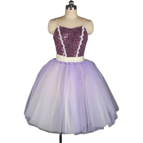 Purple Sequin Lace Camisole Leotard Dress Adult Girls Romantic Tutu Skirts Ballerina Dance Costume Women Platter Tutus 21027