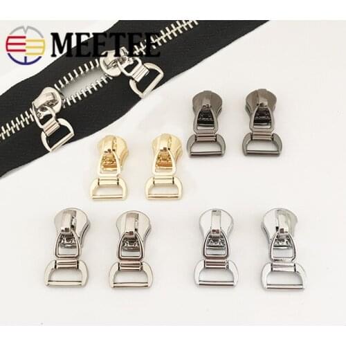 10pcs Meetee Eco-Friendly Zipper Sliders for 5# Metal Zipper Down Jacket Zipper Head Bag Zip Repair Kits DIY Accessories