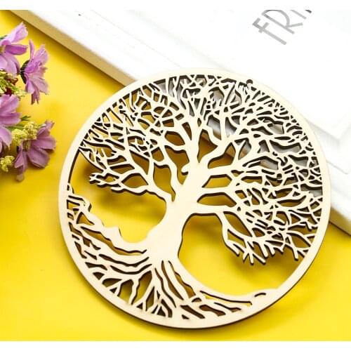 14cm Wooden Round Tree of Life Hanging Artwork Wall Decoration Sacred Hanging Ornament Yoga Meditation Craft Home Decor Coaster