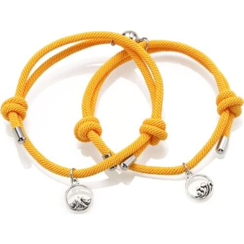 2Pcs Friendship Rope Braided Distance Couple Magnetic Bracelet Kit Lover Jewelry T4MD