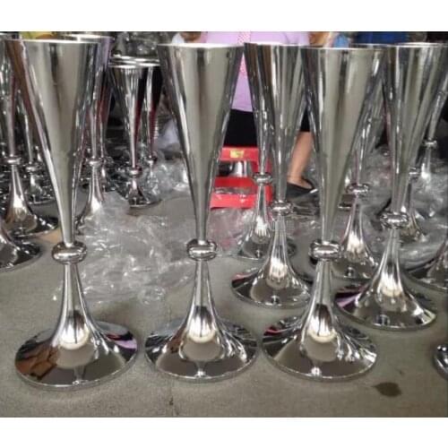 2022 New 64cm Tall Silver Metal Wedding Flower Vase Table Decoration