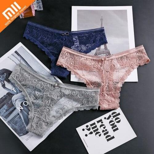 Xiaomi youpin 3pcs Sexy Panties Underwear For Woman Lingerie Lady Lace T-back For Woman Female Thongs Low-rise Seamless Briefs