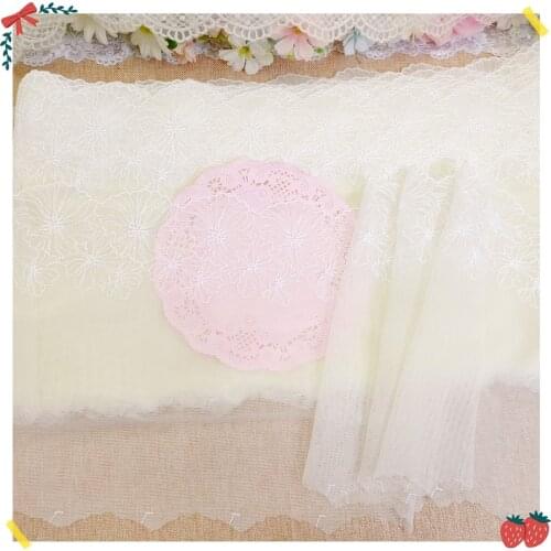 30Yards Milk Yellow Flower Embroidery High Quality Lace Trim For Bra Underwear Garments Wedding Decoration 20cm Width