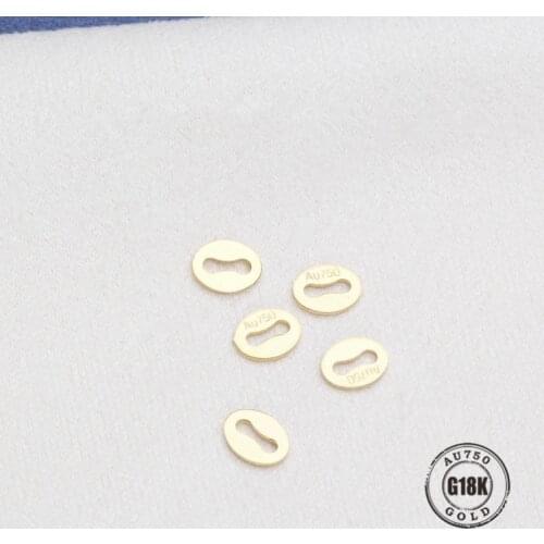 DIY accessory G18K gold link tray necklace bracelet au750 oval print tray pearl accessory