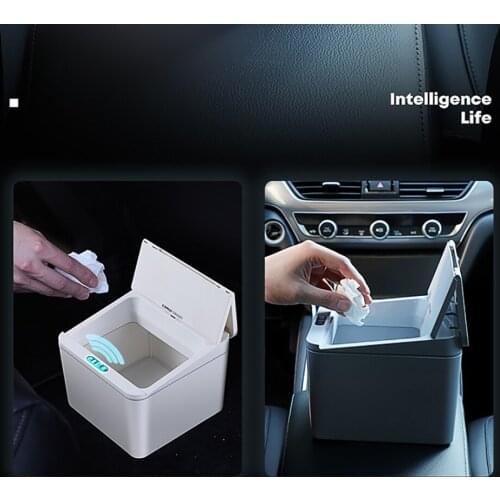 Car Trash Can Mini Electric Touchpad Trash Can Portable Desk Bedroom Desktop Bathroom Kitchen with Lid Induction Type Trash Bin