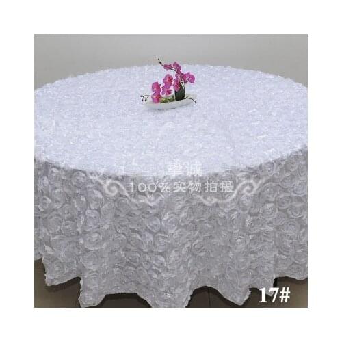 White 2.6 m Wedding Round Table Cloth Overlays 3D Rose Flower Tablecloths Wedding Decoration Supplier 7 Colors Free Shipping