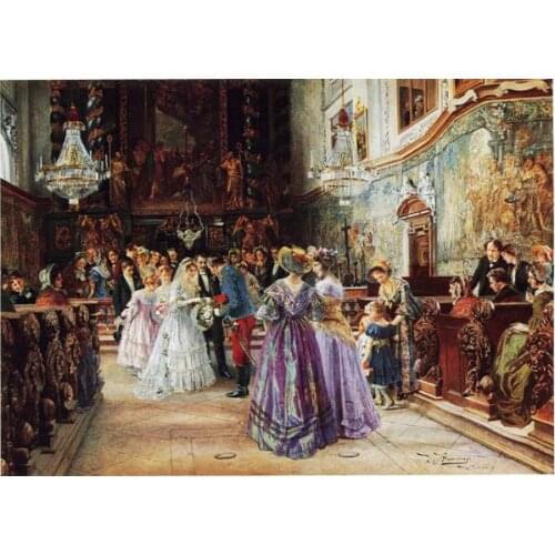 Free shipping classic lover wedding hall canvas prints court figures oil painting printed on canvas wall art decoration picture