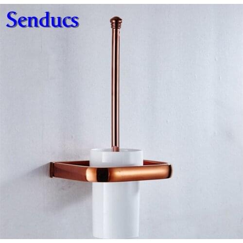 Free shipping High quality bathroom toilet brush holder with solid brass toilet brush stand and ceramic toilet brush cup