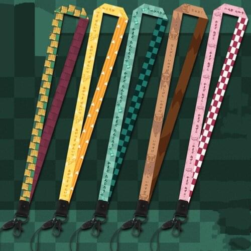 Anime Lanyard Keychain Kimetsu no Yaiba Demon Slayer Lanyard Keychain Blade of Ghost Vintage Key Rings For Women Girl Cosplay