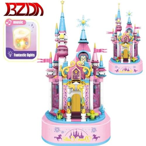 BZDA Friends Princess Castle & Sakura Inari Shrine Music Box Bonsai Building Blocks Creator Adult Art Toys Bricks Girl Kids Gift