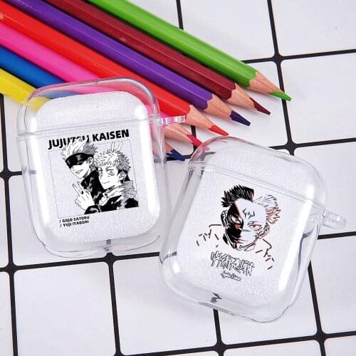 Earphone Cases For Airpods 1 2 Wireless Headphone Charging Box Coque Cute Cartoon Anime Jujutsu Kaisen Satoru Gojo Comics Cover