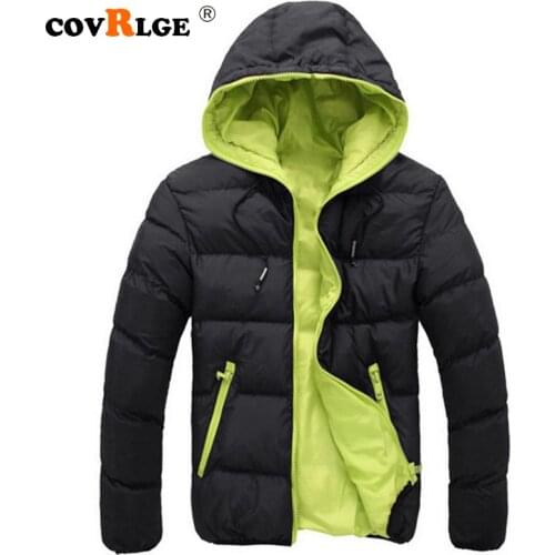 Covrlge Winter Warm Doudoune Homme Fashion Solid Down Jacket Men Casual Zipper Parka Hooded Plus Size Canada Jacket MWM074