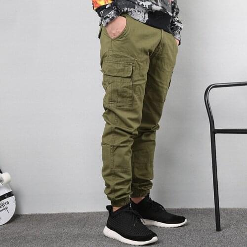 Steetwear Men Jeans Taper Fashion Pants Black Color Ankle Banded Cropped Trouser Big Pocket Cargo Pants Men Hip Hop Jogger Pants