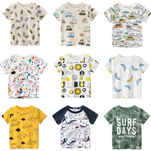 Boys & Girls Cartoon T-shirts Kids Car Print T Shirt For Boys Children Summer Short Sleeve T-shirt Cotton Tops Clothing