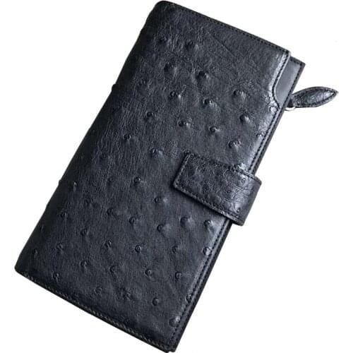 Hongsen new Ostrich leather men handbags male long men clutch bag business male wallet More screens Ostrich leather black