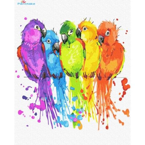 Paintmake Animal DIY Paint By Numbers Colorful Parrot Oil canvas Painting Home Room Decoration Paintings Art picture