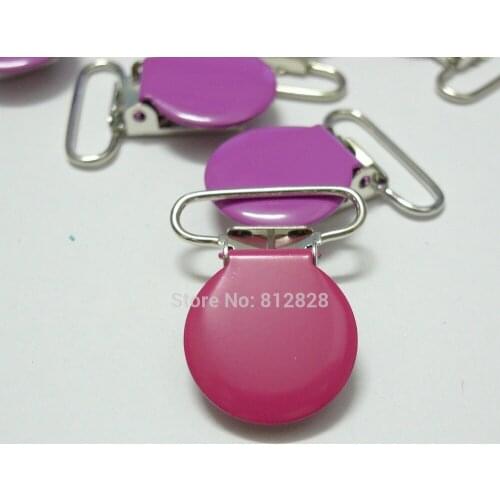 25pcs 1'' 25mm #MD08 Hot Pink Colored Enamel Round Shaped Suspender Clips