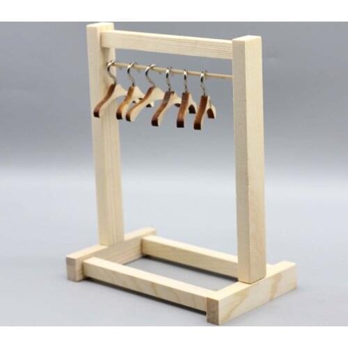 Doll Wooden Clothes Rack Garment Organizer Hangers for Dolls Handbag Clothes Hats Scarf Holder Doll Accessories