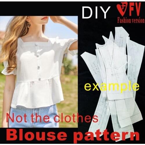 Square Neck Puff Sleeve Shirt Pattern Garment Sewing Structure Drawing BCY-138