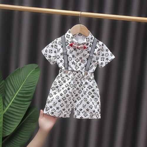 Boys Summer Short Sleeve Outfit Set 2021 New Baby Toddler Childrens Casual Korean Version Evening Dress Party Two Piece Suits