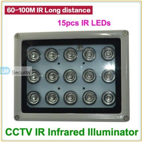 Lihmsek Long distance 100M 850nm infrared 15pcs high power IR LED illuminator Infrared assistant light for CCTV LPR ANPR Camera
