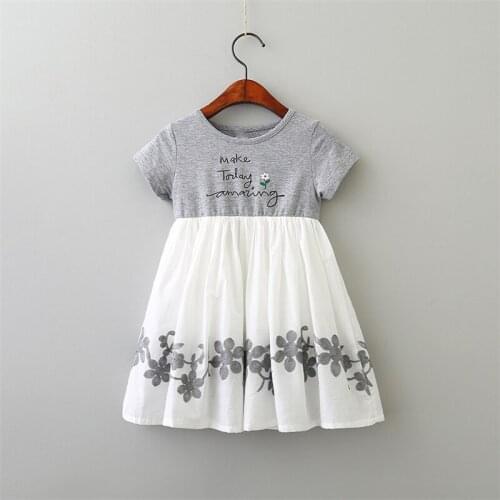 Lovely Summer Baby Girls Dress sleeve Cotton Toddler fashion Europe America Flower embroidery concise clothing