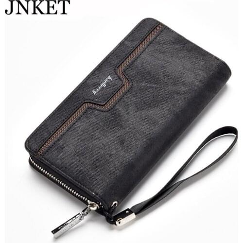 JNKET Fashion Mens Long Wallet PU Leather Clutch Wallet Large Capacity Handbag Zipper Wallet Card Holder Business Clutch Bag