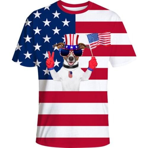 Mens T-Shirts Fashion Independence Day Printed Men Tops 2021 Summer New Short Sleeve Round Neck Top T-Shirt Mens Clothing