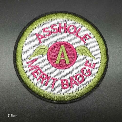 Words Letters Asshole Iron On Ironing Hippie Patches for Clothing Jeans Backpacks Embroidered Clothes Patches Garment Wholesale