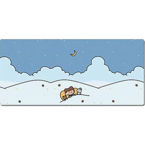 90x40cm 35.43x15.74 Inch Super Large Size Cute High Definition Cartoon Good Night Pattern Table Mat Non-slip Mouse Pad