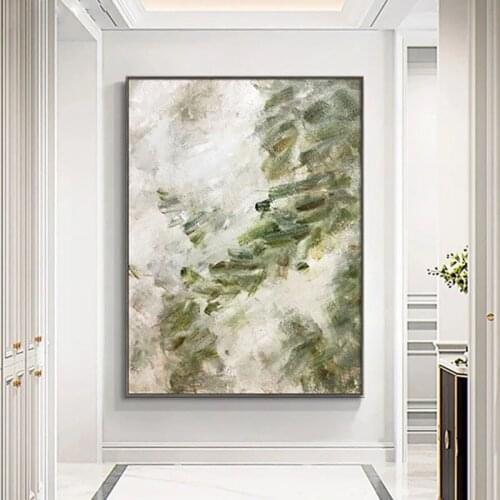 New Design Modern Abstract Green Fresh Oil Painting Nordic Wall Hangings Picture Handmade Wall Decor Minimalism Art Original