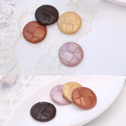 Wholesale 50pcs/lot 25mm color imitate leather geometry rounds shape flatback Cloth buckle beads diy jewelry earring pendants