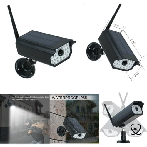 Fake Monitor Warning Solar Powered Adjustable Yard Wall Lamp Security Floodlight 500lm 6000-6500K Bright White