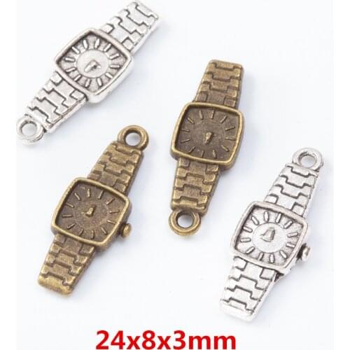 50 pieces of retro metal zinc alloy clock pendant for DIY handmade jewelry necklace making 7675