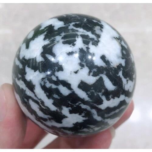 Natural Crystals Quartz Black Zebra Sphere Ball Energy Reiki Stones Room Home Office Aquarium Decoration Accessories Gemstone