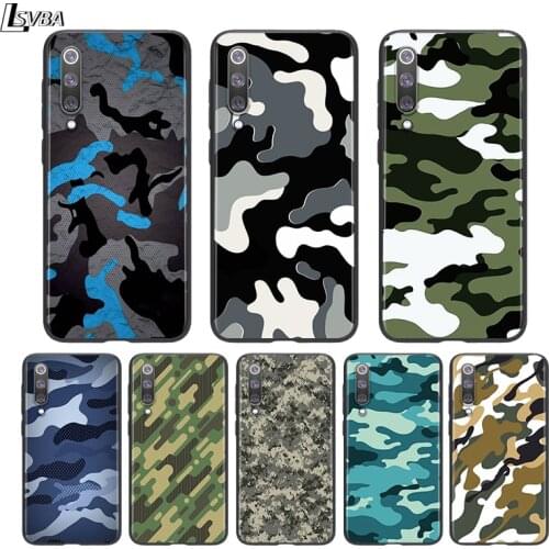 Silicone Black Cover Camouflage Pattern For Xiaomi Mi 11 10I 10T 10 9T 9SE 9 8 Note 10 Lite Pro 5G Ultra Phone Case