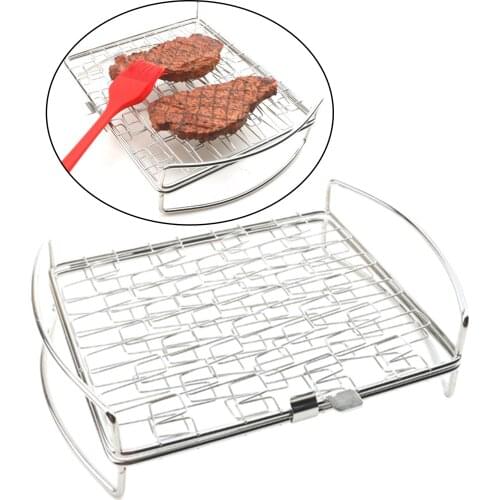 Stainless Steel Grilling Basket Non-stick Folding Grill Net BBQ Net for Grilling Meat Fish Chicken Outdoor Camping Picnic Tool