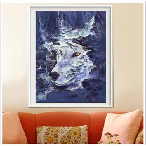 Rhinestone painting crystal Home Decor DIY Diamond painting waterfall Wolf 3D cross stitch pattern diamond embroidery picture
