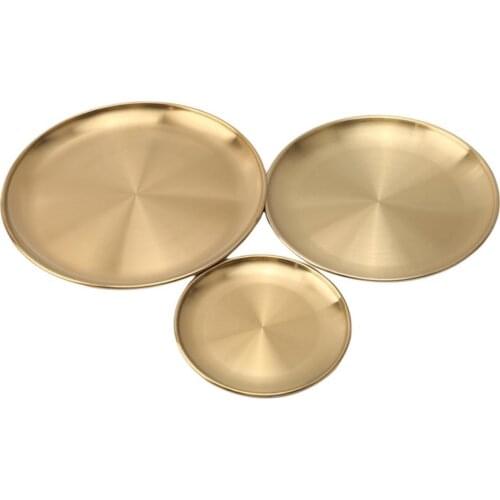 14/17/20/23/26cm Dining Plate Fashion High Quality Gold Round Shape Tableware Meat Dessert Pizza Dish Fruit Tray Wholesale Hot