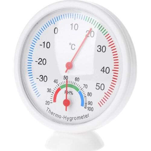 Indoor Outdoor Thermometer Humidity Meter Clock-shaped Temperature Hygrometer