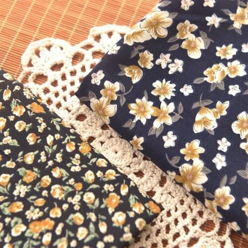 High quality new type hemp imitation fabric Wrinkle resistant soft drop dark flower tissu Dress, shirt clothing patchwork